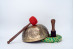 Fine carved singing bowl with life of tree mantra and vajra