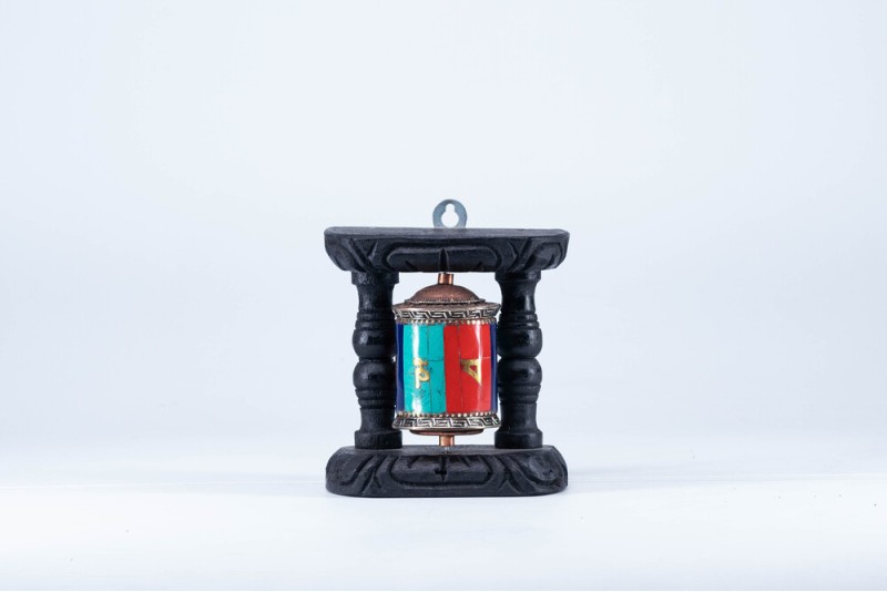 Tibetan Wall Prayer Wheel • Mantra Spinning Wheel + Stone Setting Prayer Wheel