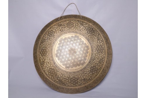 Flower of Life Gong - 26.5 Inch Diameter, Handcrafted with Long Lasting Sound, Meditation, Sound Healing, Sacred Geometry
